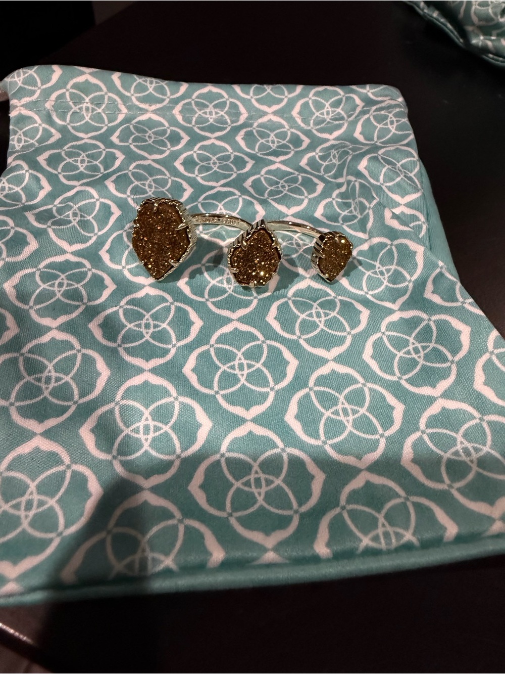 Kendra Scott Gold Druzy Triple-Stone Ring